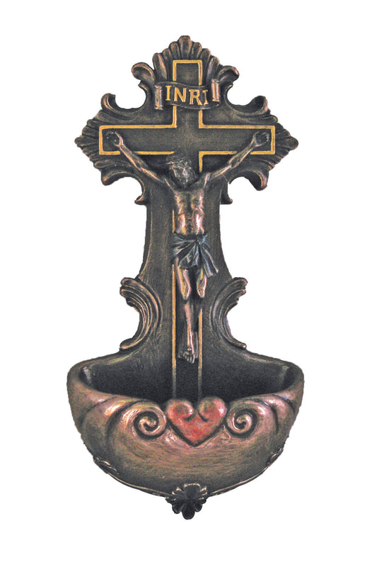 SR-75722 Crucifixion Font in Cold Cast Bronze 6.75"