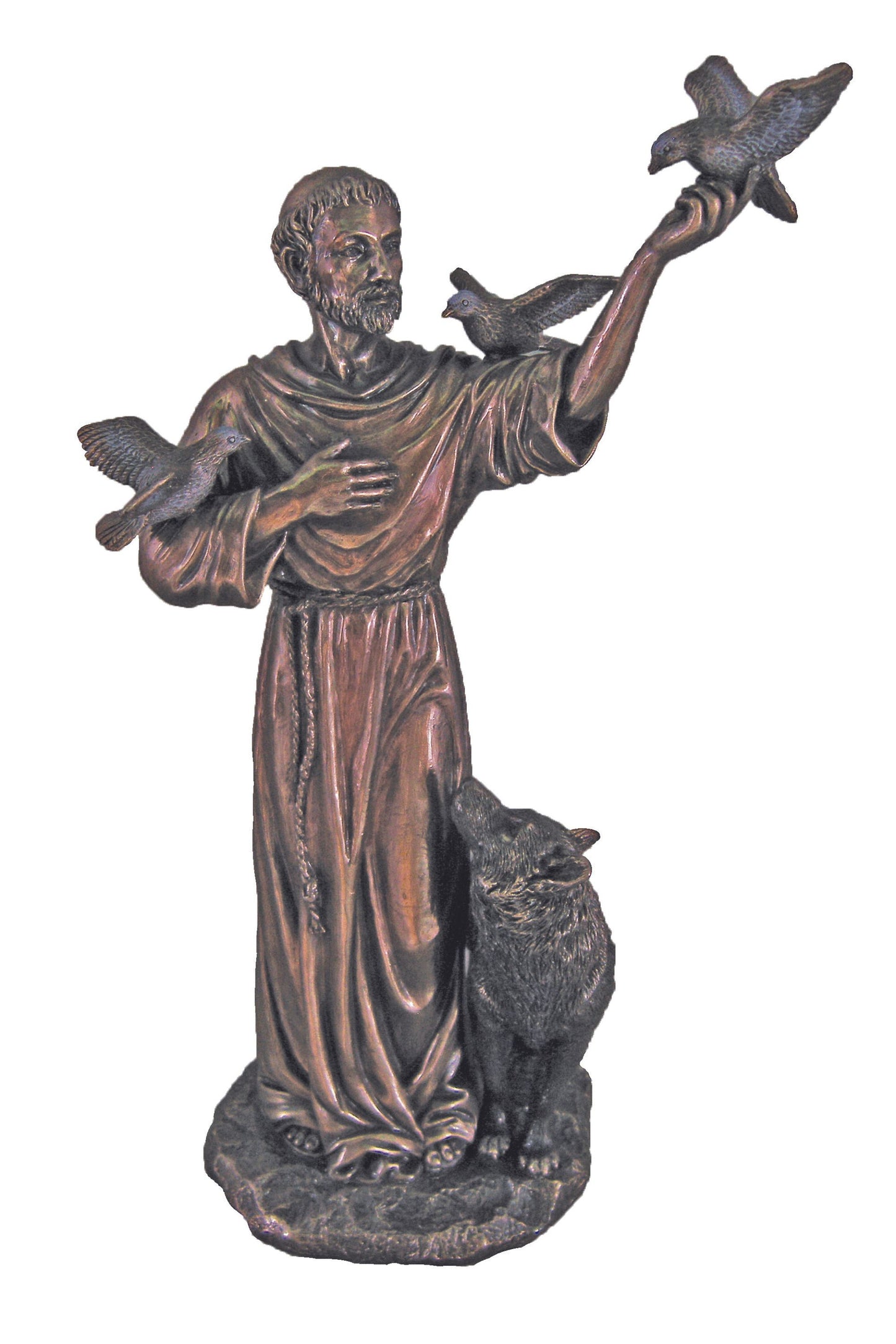 SR-75752 St. Francis with Animals in Cold Cast Bronze 10"