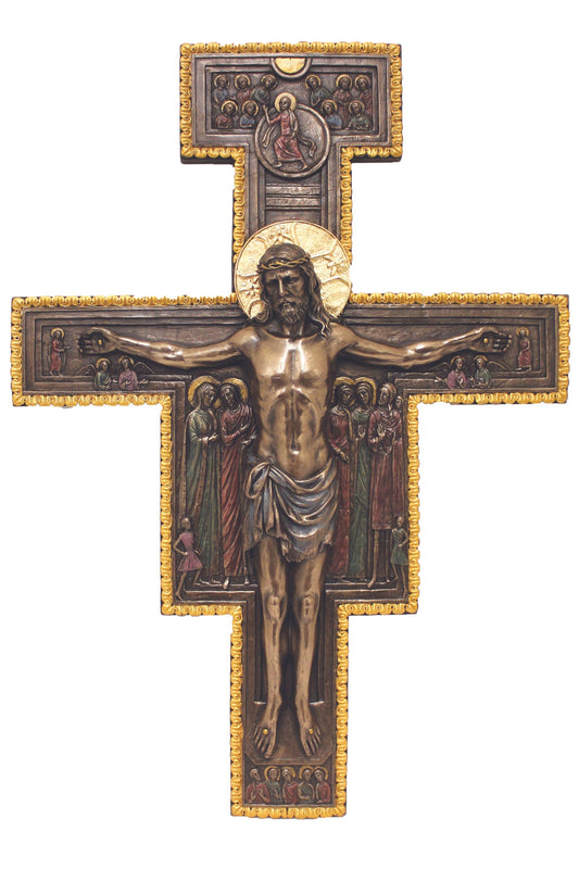 SR-75880 San Damian Crucifix in Cold Cast Bronze 11x16"