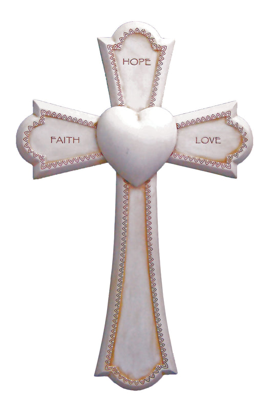 SR-75995-A Faith, Hope, Love Cross in Antique Resin 7.25"