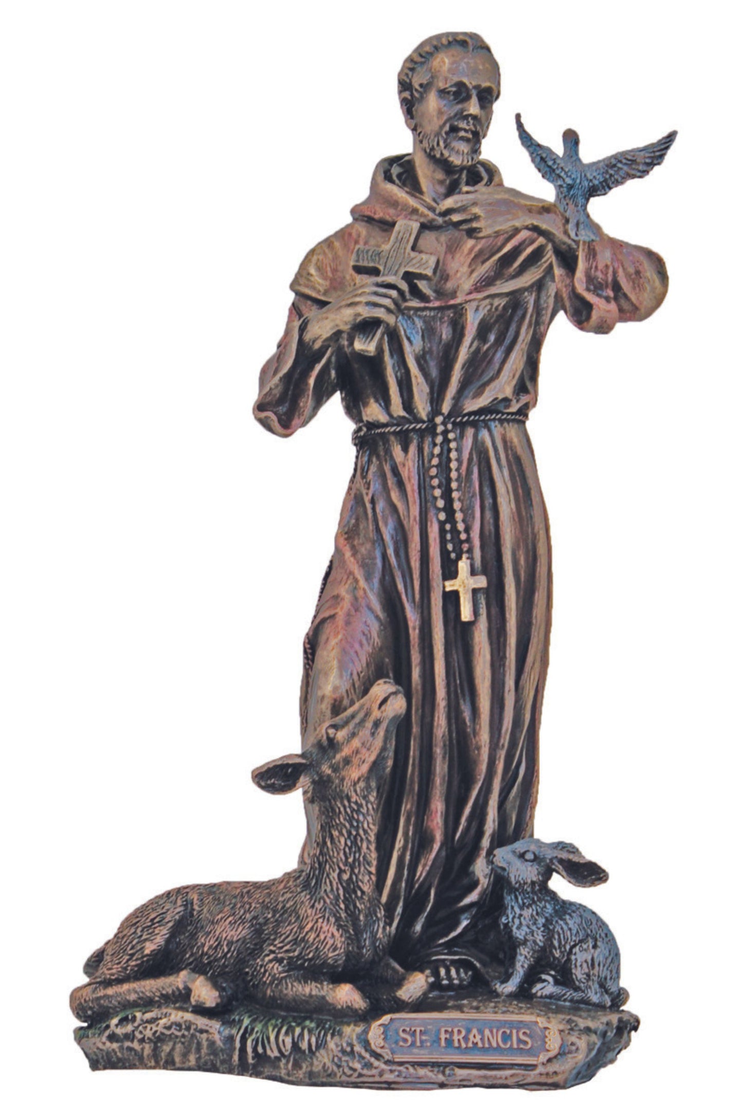 SR-76058 St. Francis with Animals in Cold Cast Bronze 8.5"