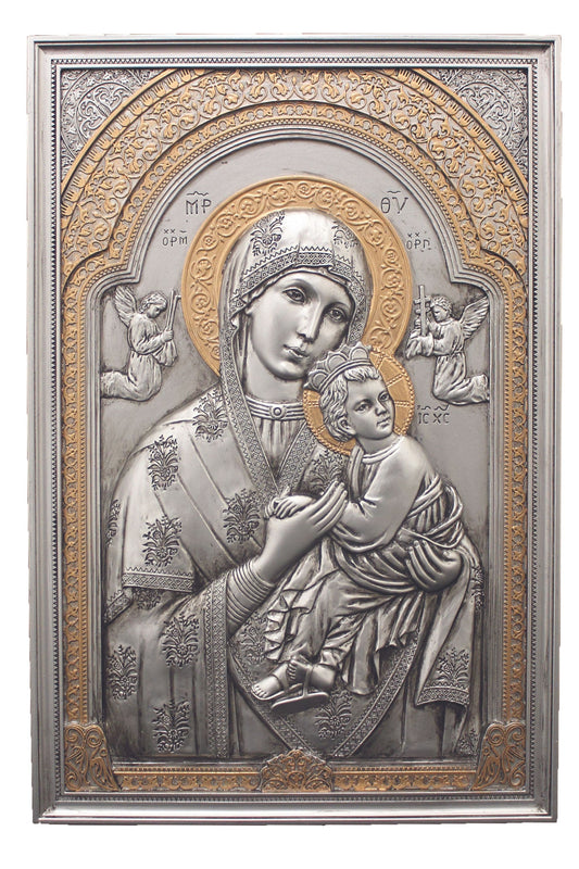 SR-76070-PE Perpetual Help Plaque in Pewter Style 6x9"