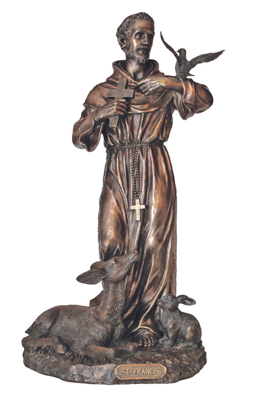 SR-76351 St. Francis with Animals in Cold Cast Bronze 36"