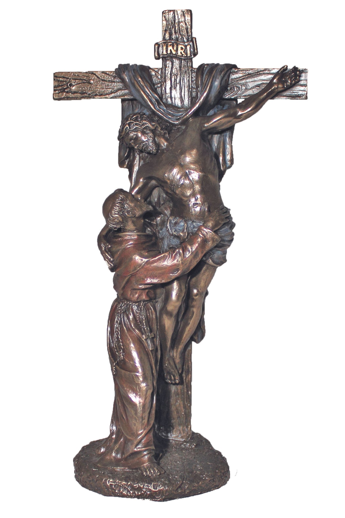 SR-76353 Christ with St. Francis Crucifixion in Cold Cast Bronze 11.5"
