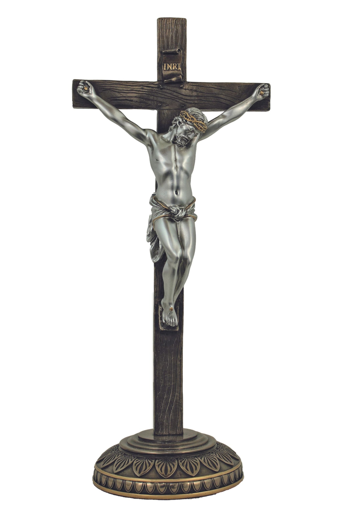 SR-76426-BS Standing Crucifix Cold Cast Bronze/Pewter Style 13.75"