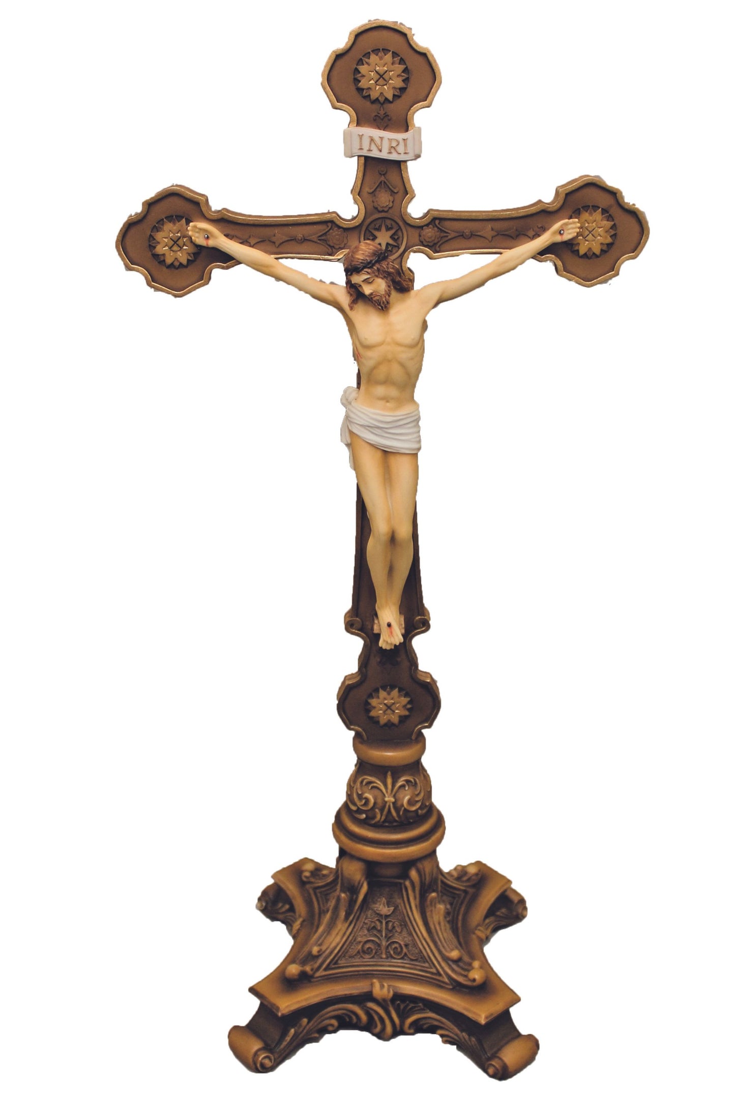 SR-76443-C Ornate Standing Crucifix in Color 13"