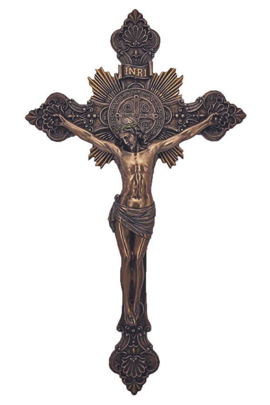 SR-76590 St. Benedict Crucifix Cold Cast Bronze 14"