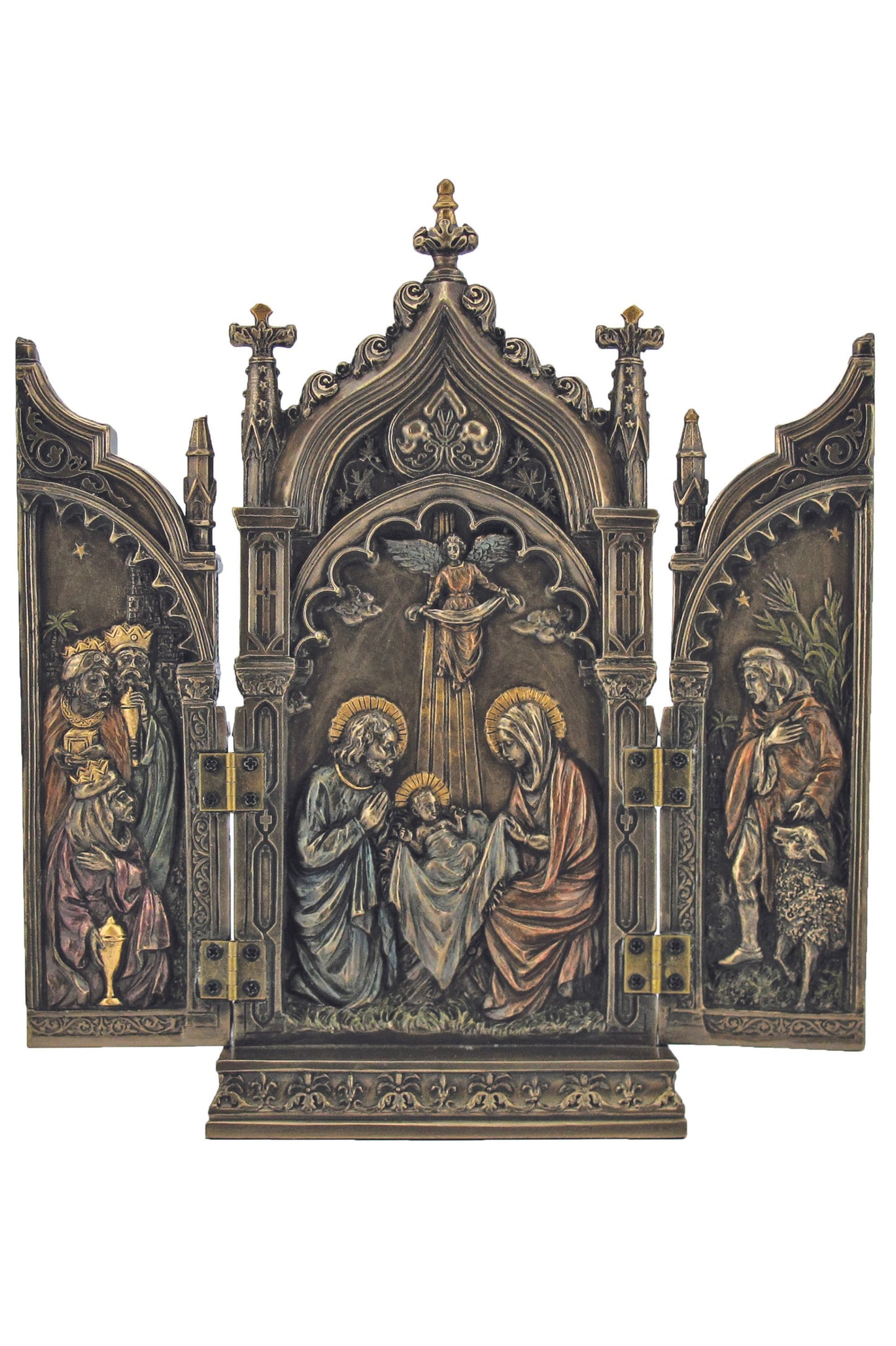 SR-76727 Nativity Triptych in Cold Cast Bronze 8x9"