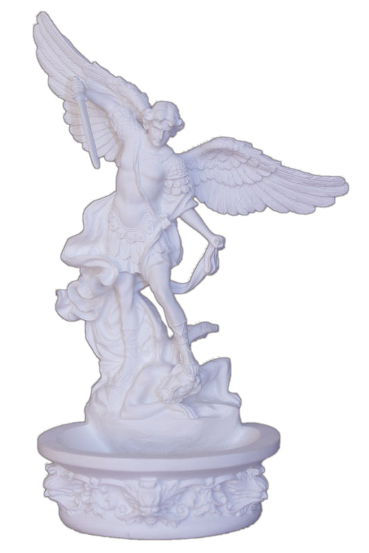 SR-76788-W Standing/Hanging St. Michael font in White 8"