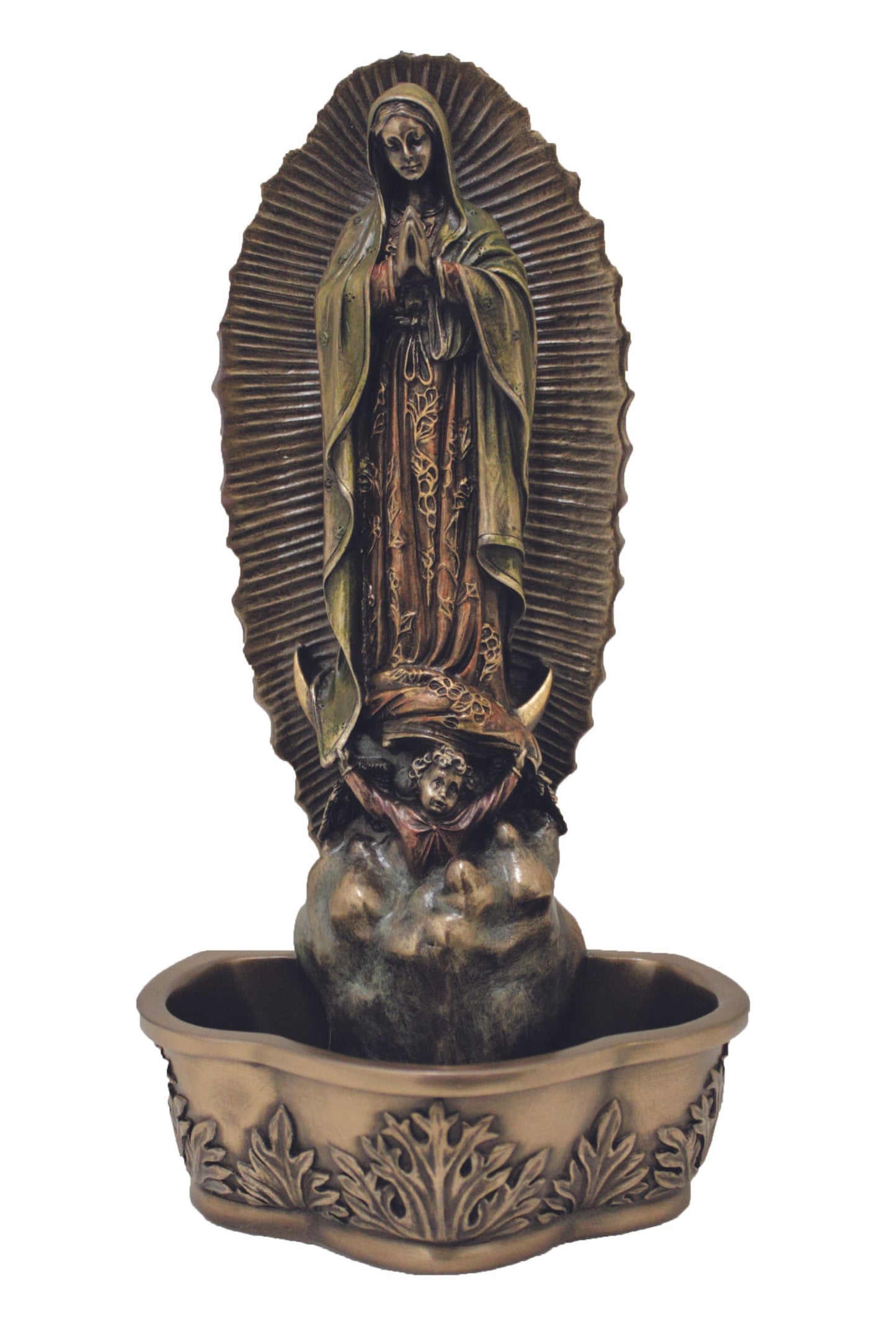 SR-76802 Standing/Hanging Guadalupe Font in Cold Cast Bronze 7.5"
