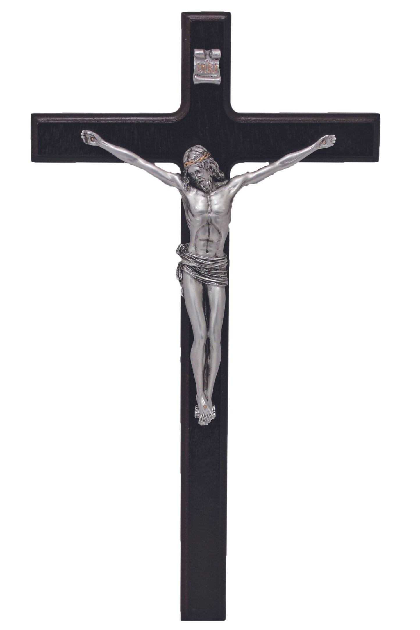 SR-76807-PE Wood Crucifix with Pewter Style Corpus 10.5"