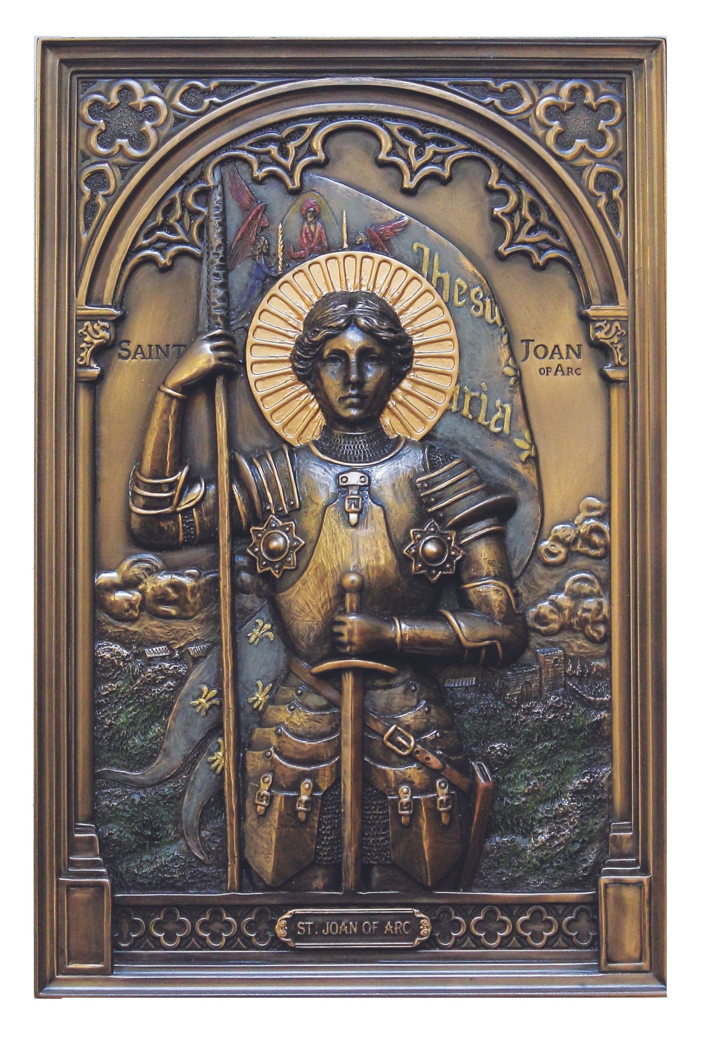 SR-77238 St. Joan of Arc Plaque in Cold Cast Bronze 6x9"