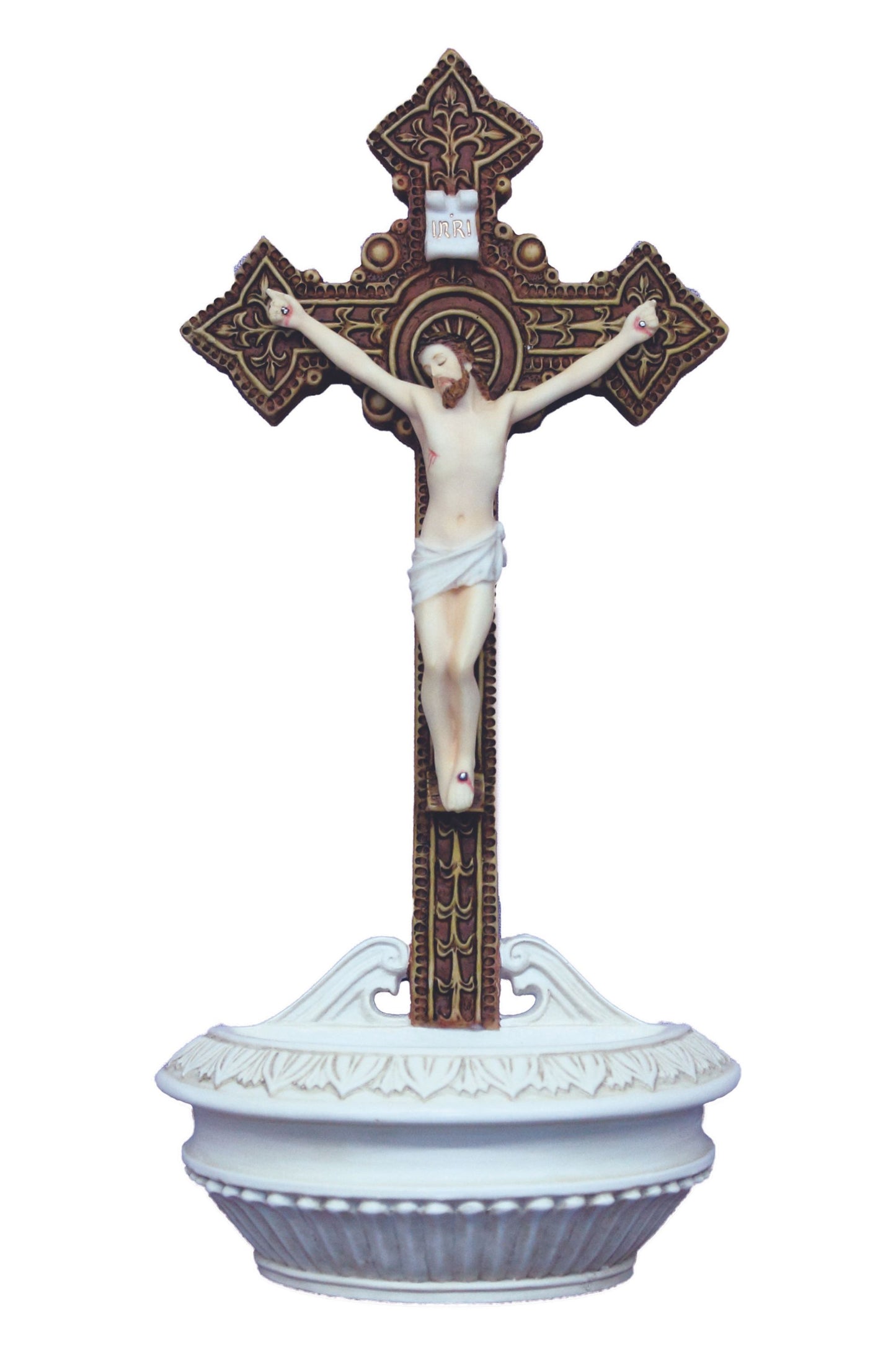 SR-77269-C Standing/Hanging Crucifixion Font in Color 9"
