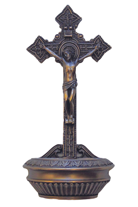 SR-77269 Crucifixion Font in Cold Cast Bronze 9"