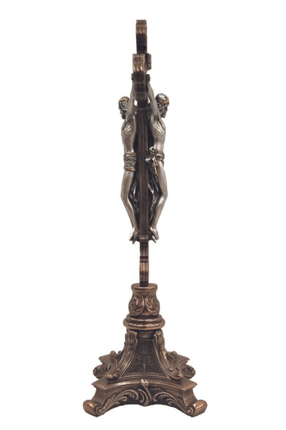 SR-77271-BS Standing Double Sided Crucifix in Two Tone Pewter Style Corpus 12.5"
