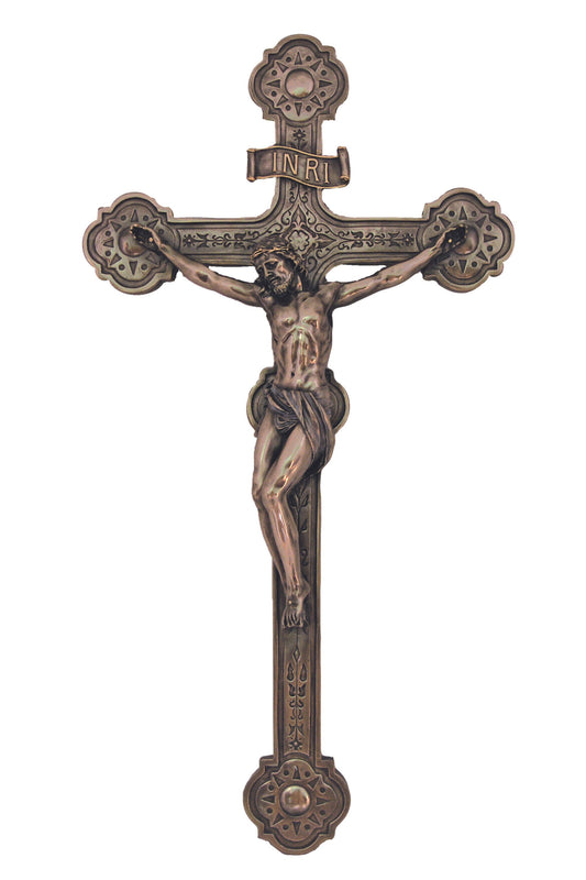 SR-75698 Ornate Crucifix in Cold Cast Bronze 20"